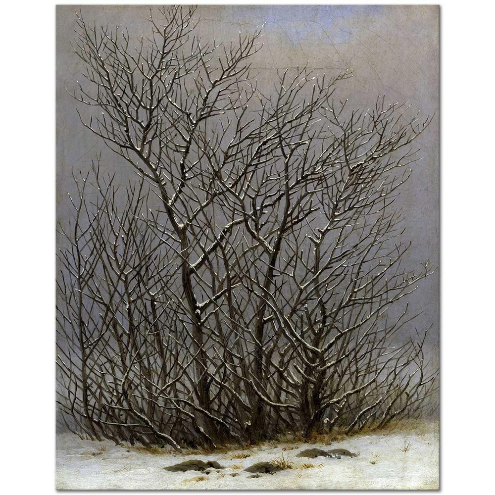 Caspar David Friedrich Kar Altında Çalılık Kanvas Tablo