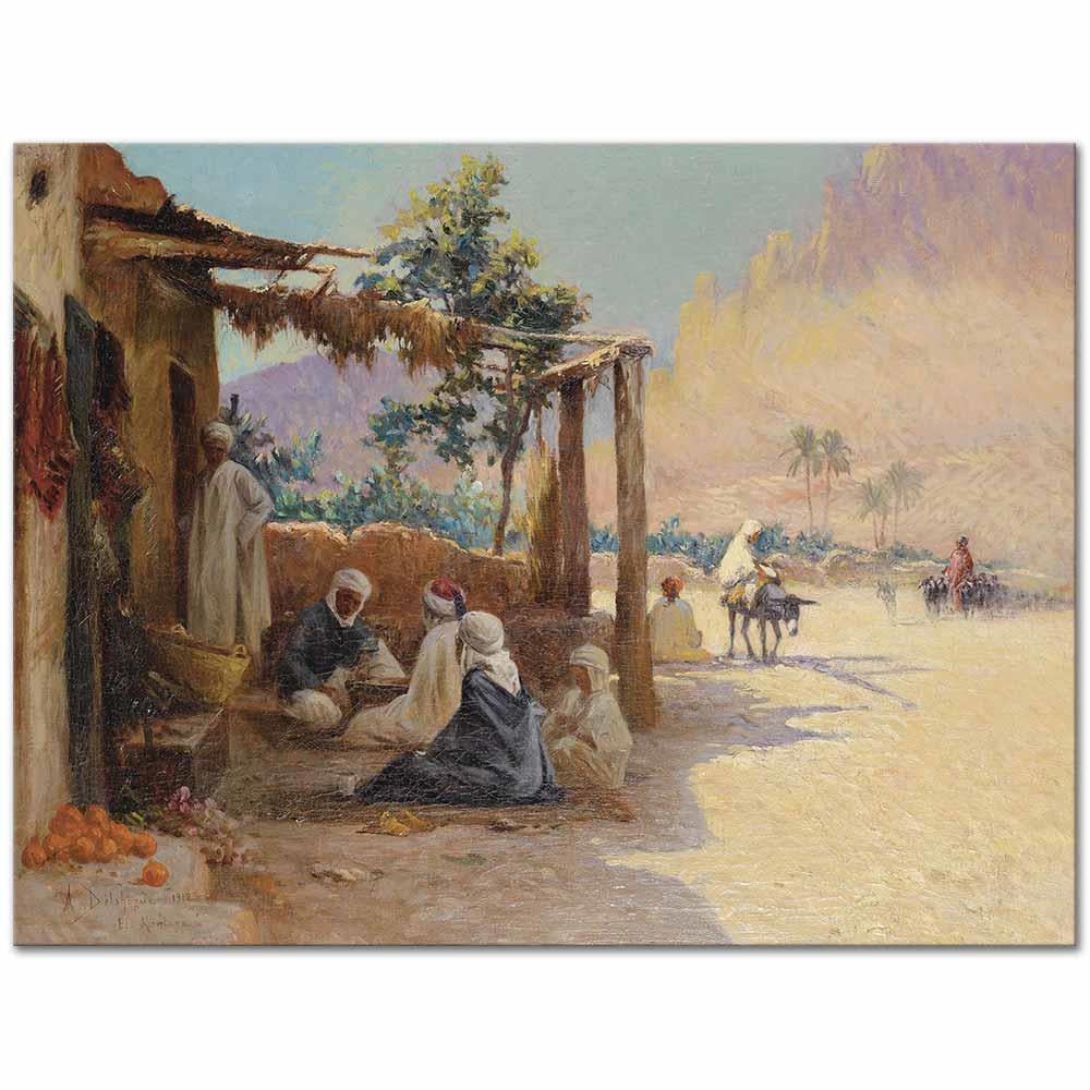 Alexis Auguste Delahogue Kantara'da Satranç Oynayanlar Kanvas Tablo