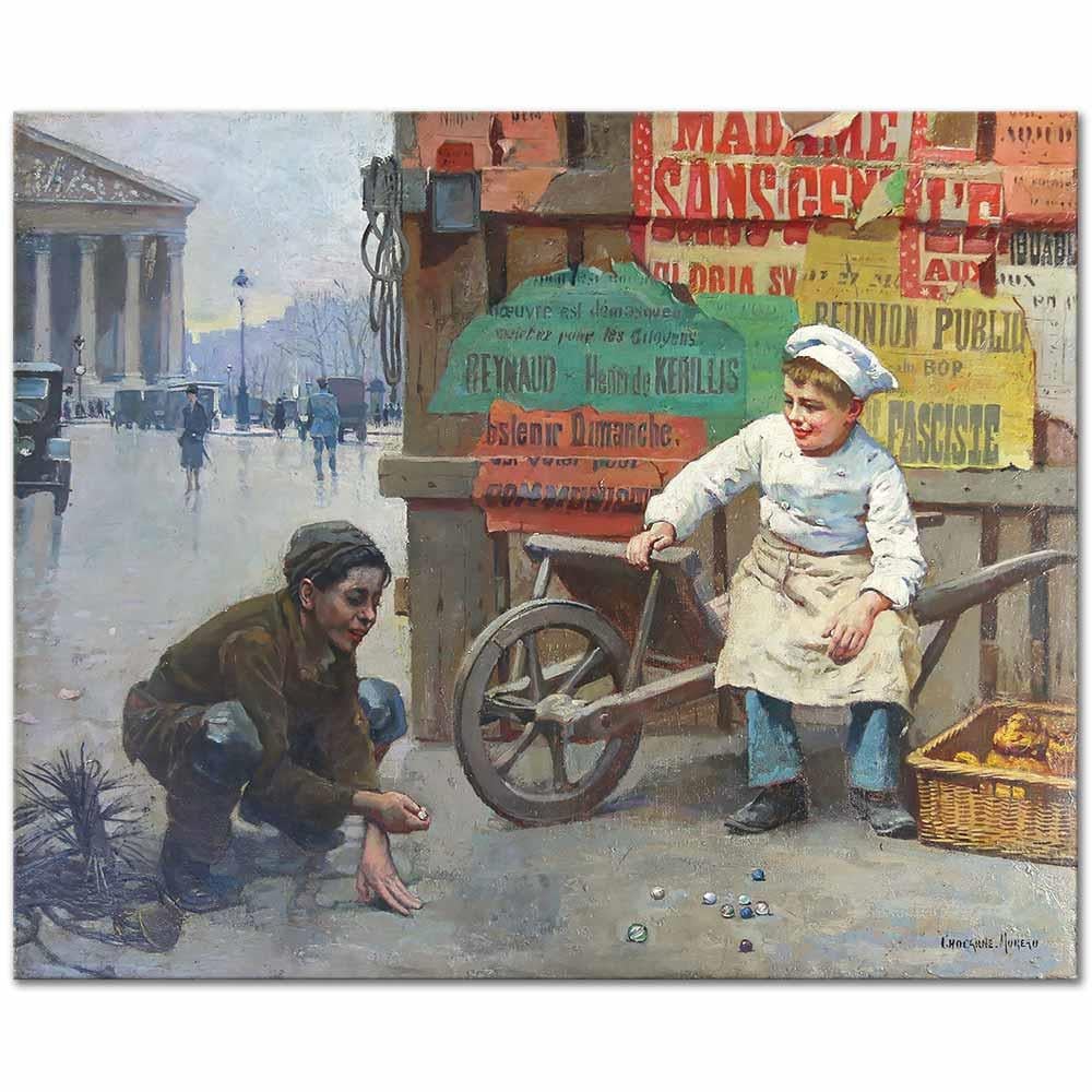 Paul Charles Chocarne Moreau Baca Temizleyicisi ve Arkadaşı Madeleine Meydanında Kanvas Tablo