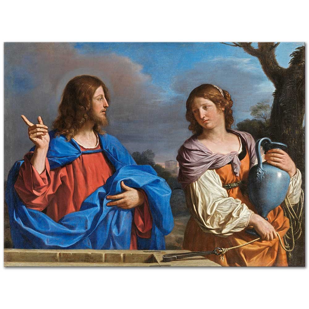 Guercino İsa ve Samaria'lı Kadın Kuyu Başında Kanvas Tablo
