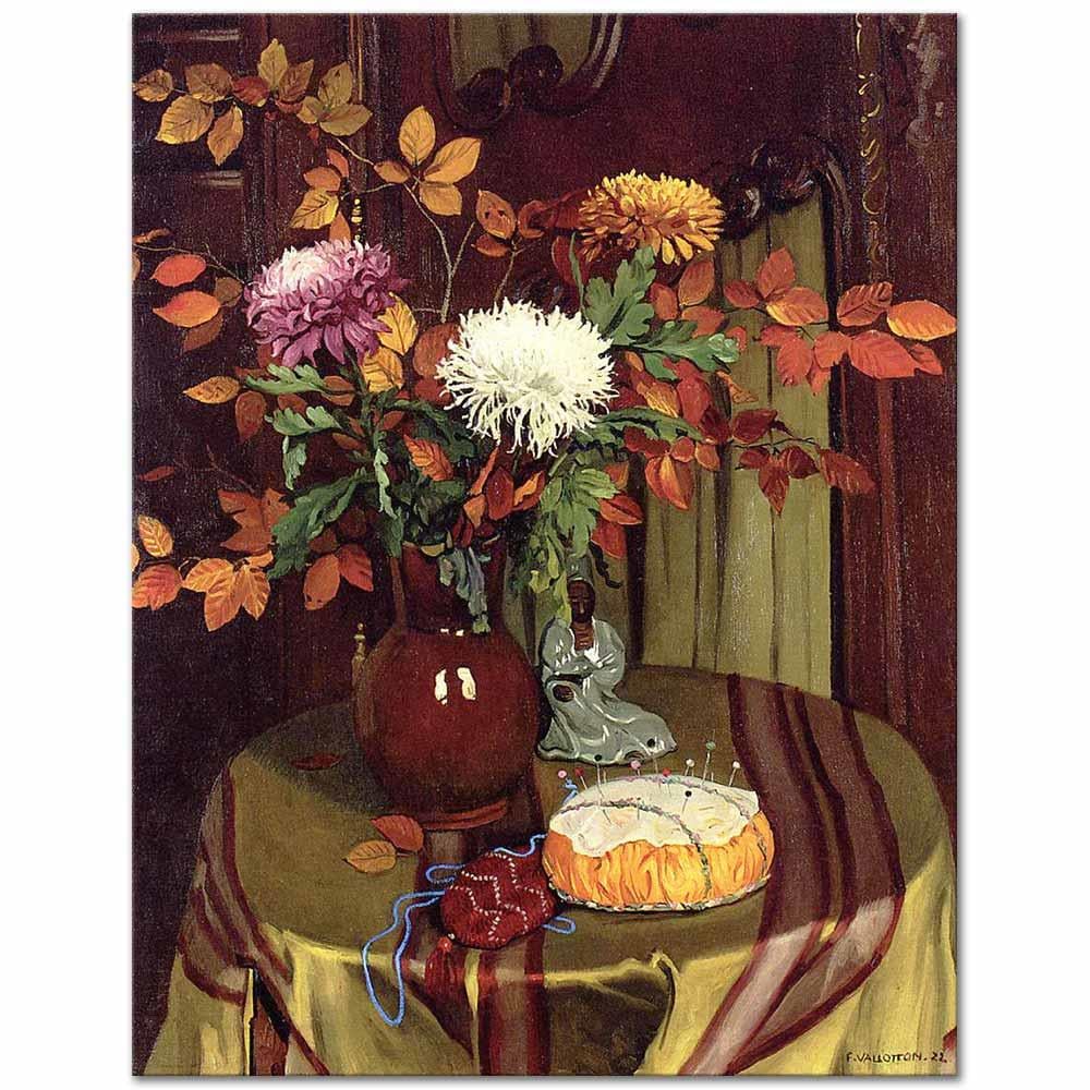 Felix Vallotton Vazoda Krizantem Buketi Kanvas Tablo