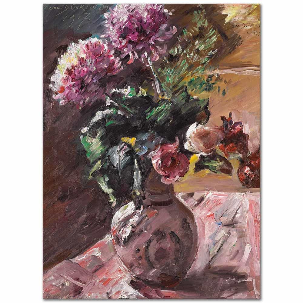 Lovis Corinth Krizantemler ve Güller Kanvas Tablo