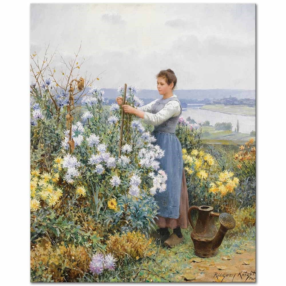 Daniel Ridgway Knight Krizantemler Kanvas Tablo