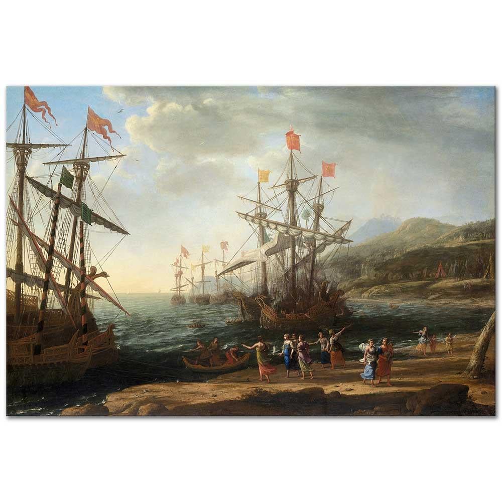 Claude Lorrain Truvalı Kadınlar Filolarını Ateşe Verirken Kanvas Tablo