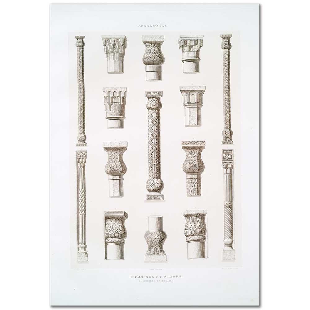 Emile Prisse d'Avennes Sütunlar ve Sütun Başları Kanvas Tablo