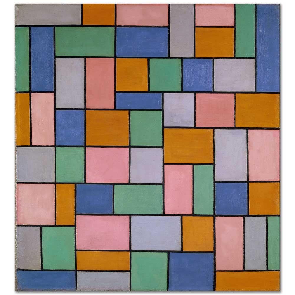 Theo van Doesburg Uyumsuz Kompozisyon Kanvas Tablo