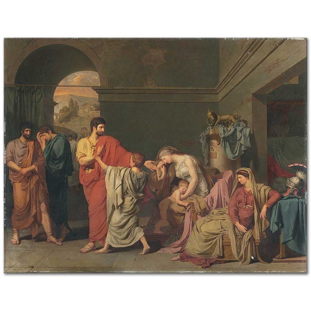 Anne Louis Girodet Coriolanus Ailesini Terk Ederken Kanvas Tablo