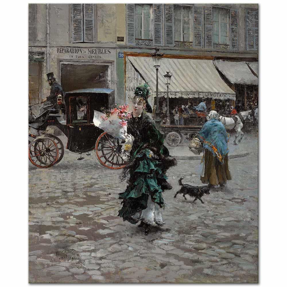 Giovanni Boldini Caddeyi Geçerken Kanvas Tablo