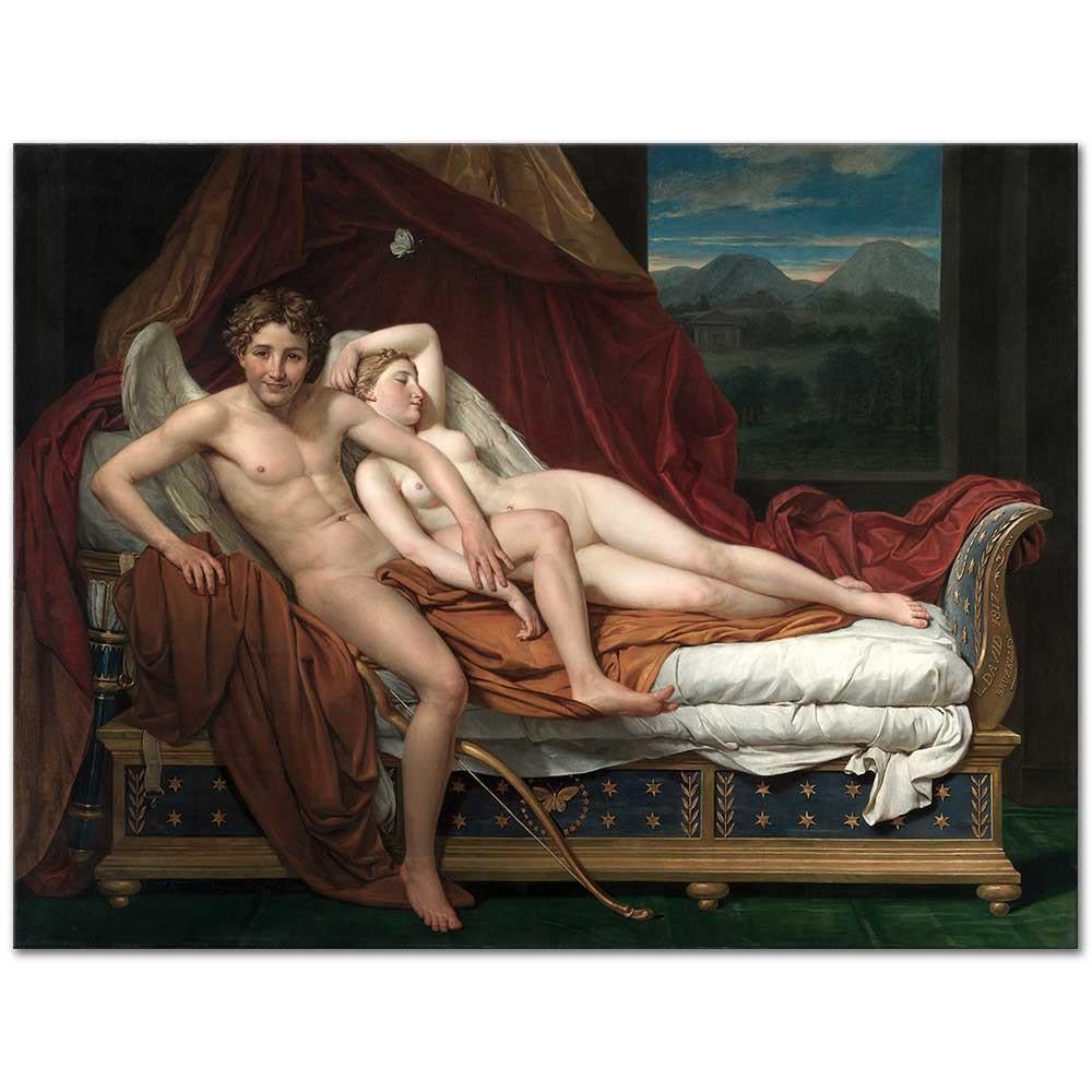 Jacques Louis David Cupid ve Psyche Kanvas Tablo