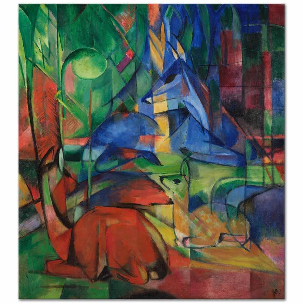 Franz Marc Ormanda Geyikler 03 Kanvas Tablo