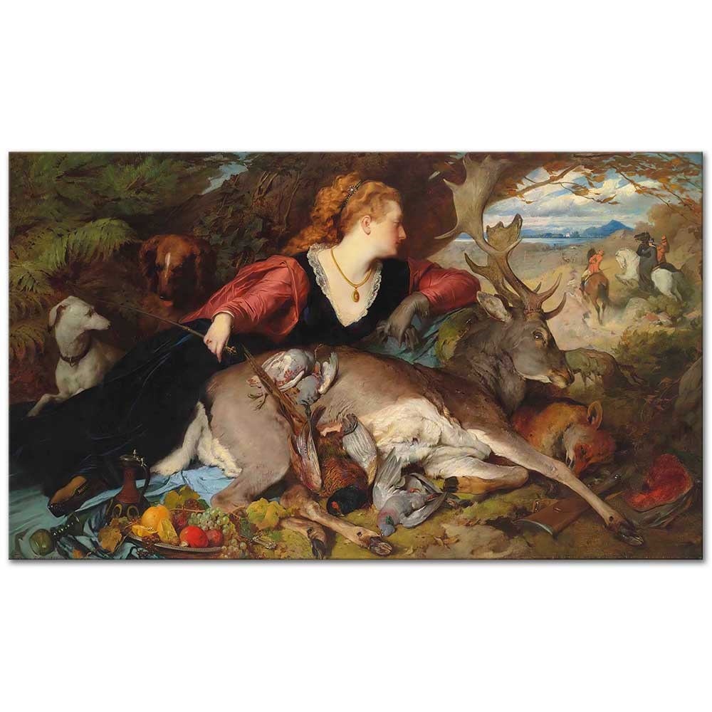 Ferdinand Keller Diana Av Ganimetleri İle Kanvas Tablo