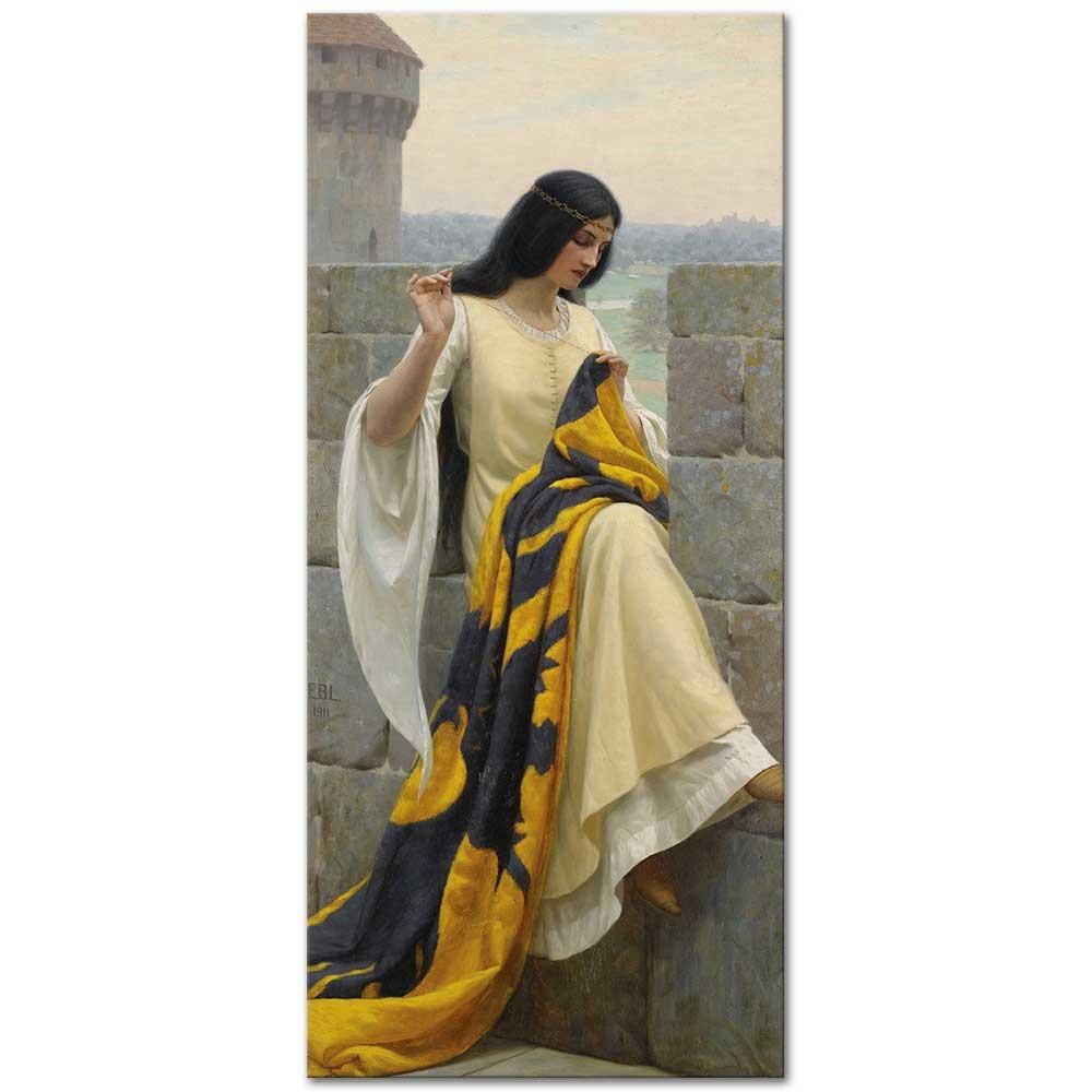 Edmund Blair Leighton Flama Dikişi Kanvas Tablo