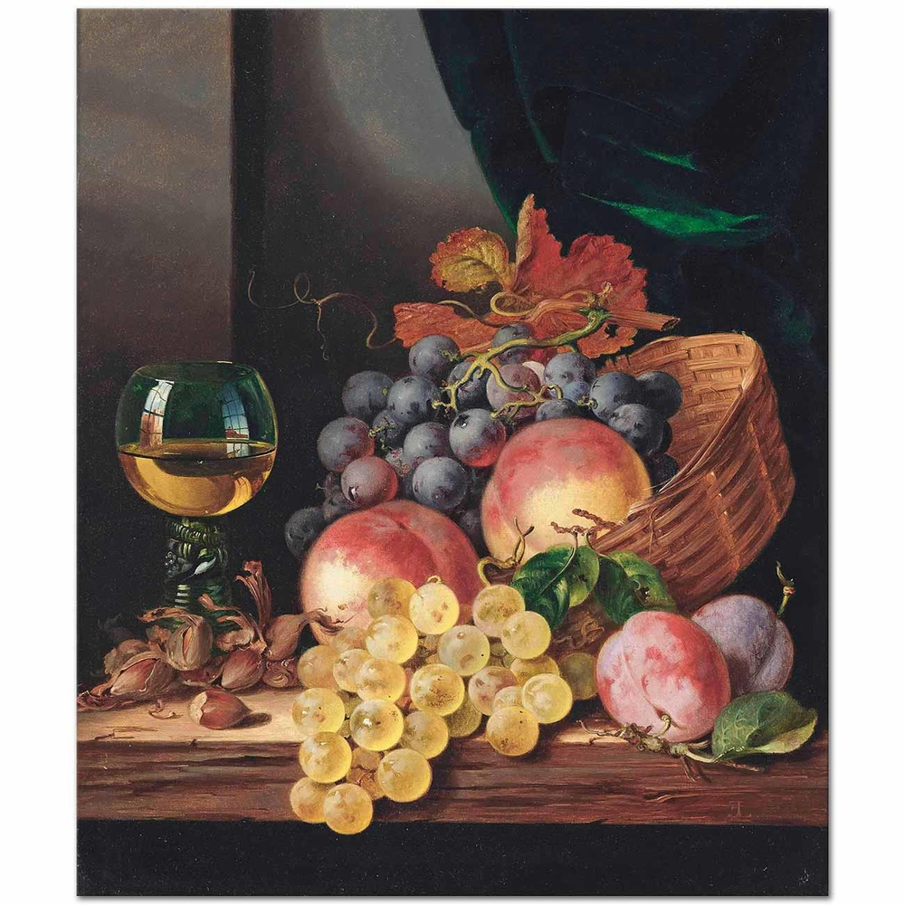 Edward Ladell Üzümler ve Şeftaliler Kanvas Tablo