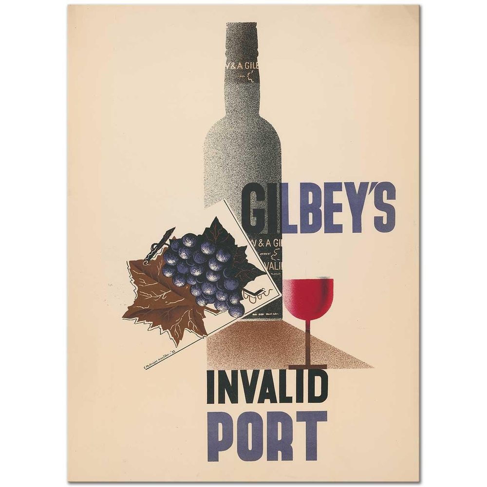 Edward McKnight Kauffer Gilbey's Invalid Port D174 Kanvas Tablo