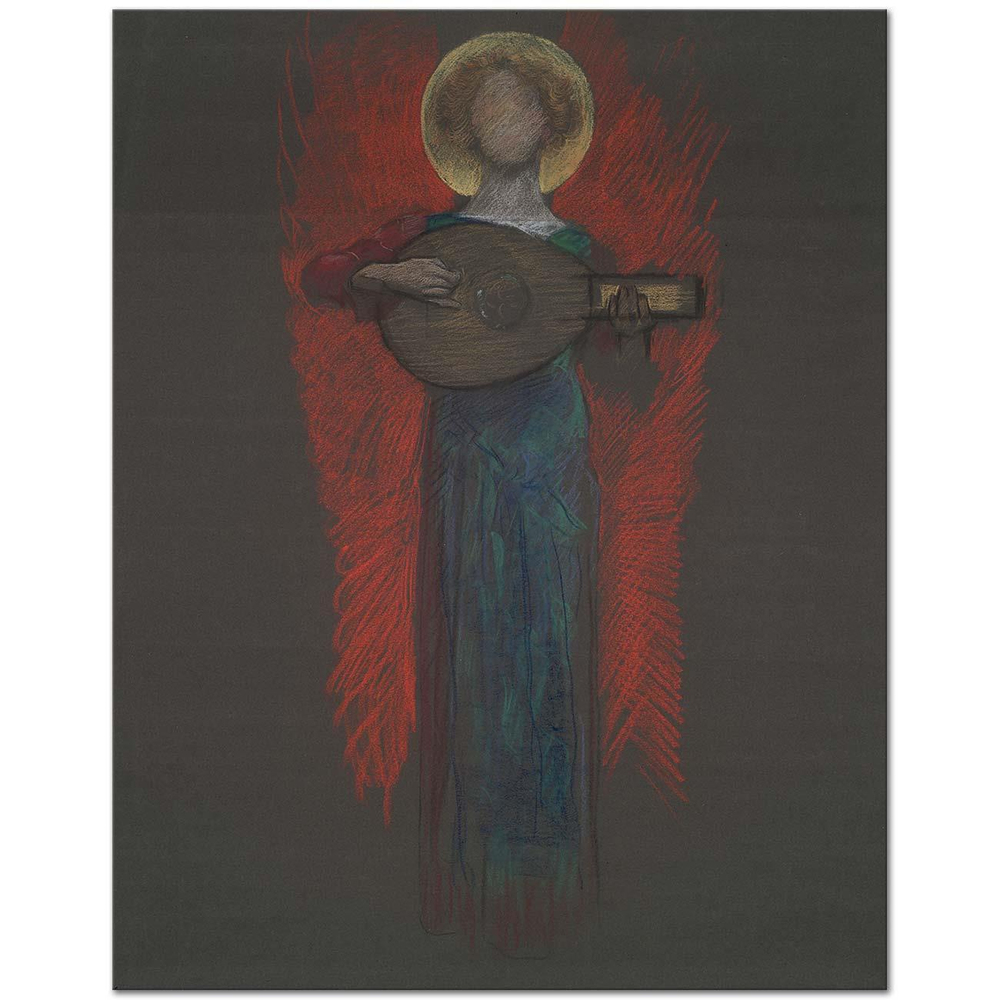 Edwin Austin Abbey Müzik Aleti ile Melek Etüdü Kanvas Tablo