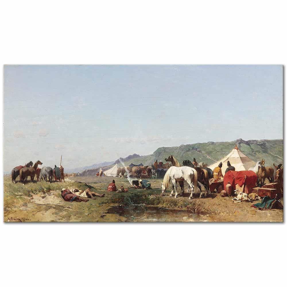 Alberto Pasini Bir Arap Kervanı Kanvas Tablo