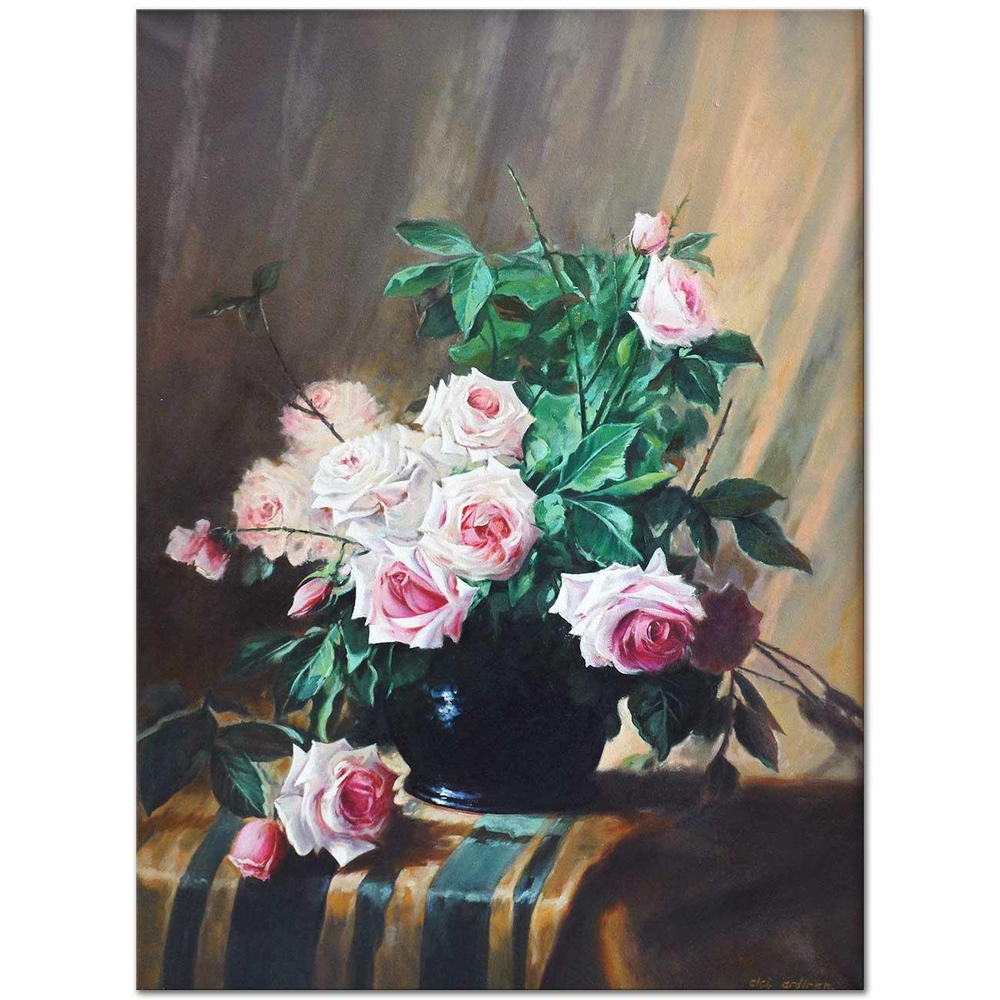 Elçi Erdiren Vazoda Pembe Güller Kanvas Tablo