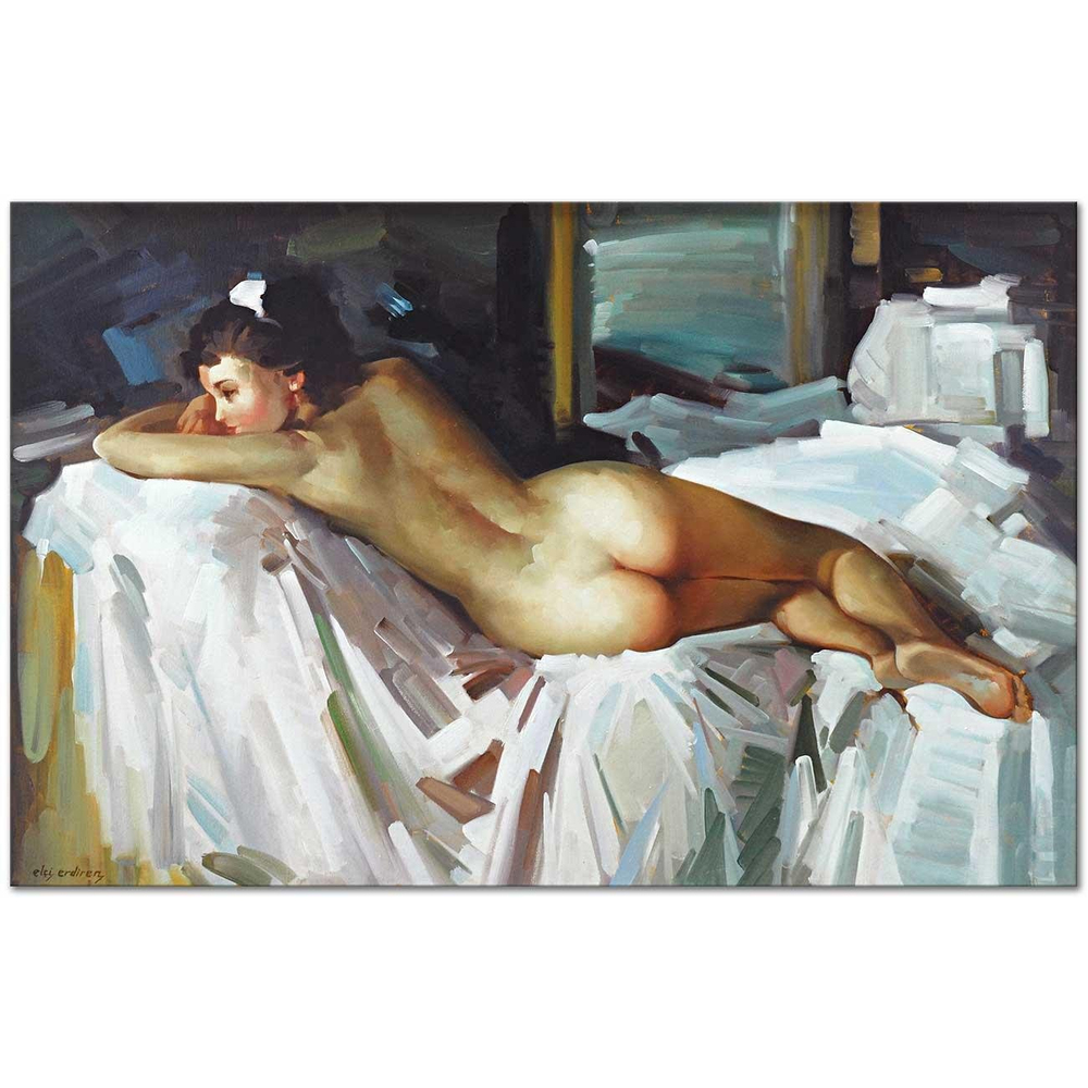 Elçi Erdiren Uzanmış Nü Kanvas Tablo