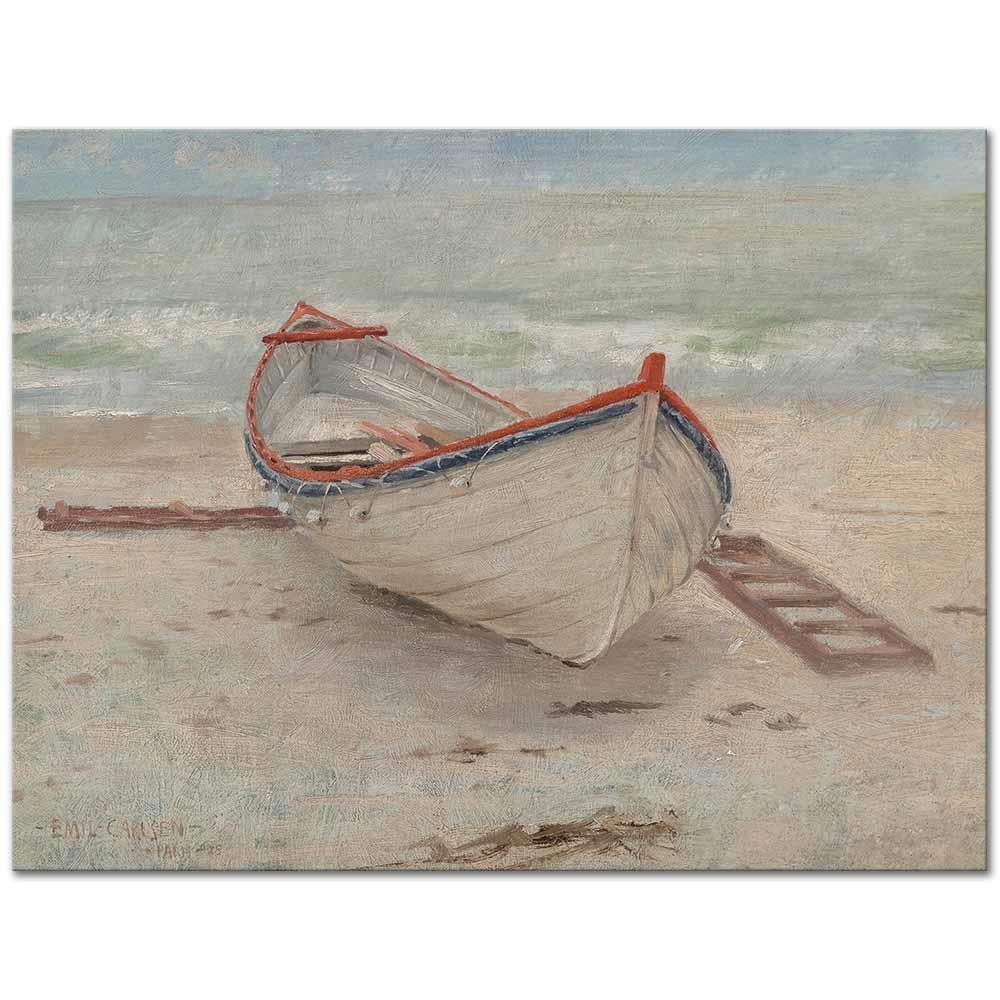 Emil Carlsen Sahildeki Balıkçı Sandalı Kanvas Tablo