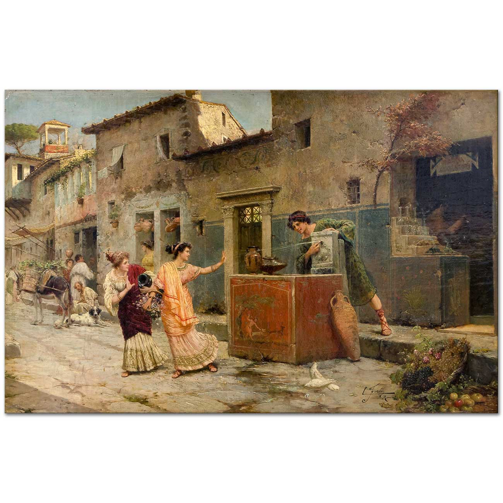 Ettore Forti Roma'da Bir Sokak Kanvas Tablo