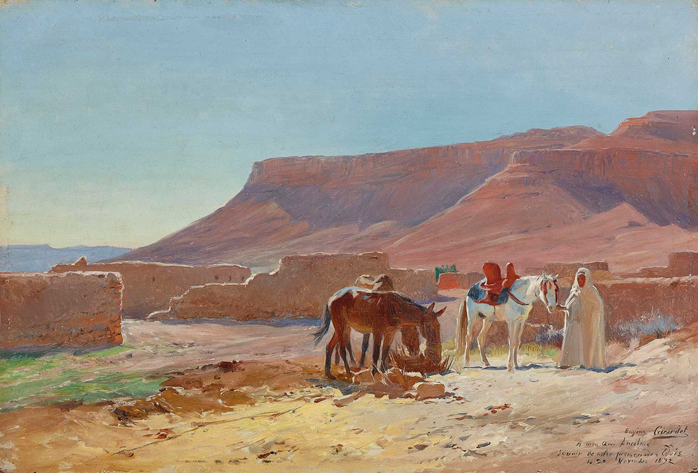 Eugene Alexis Girardet Figures In The Desert At Eddis Art Print