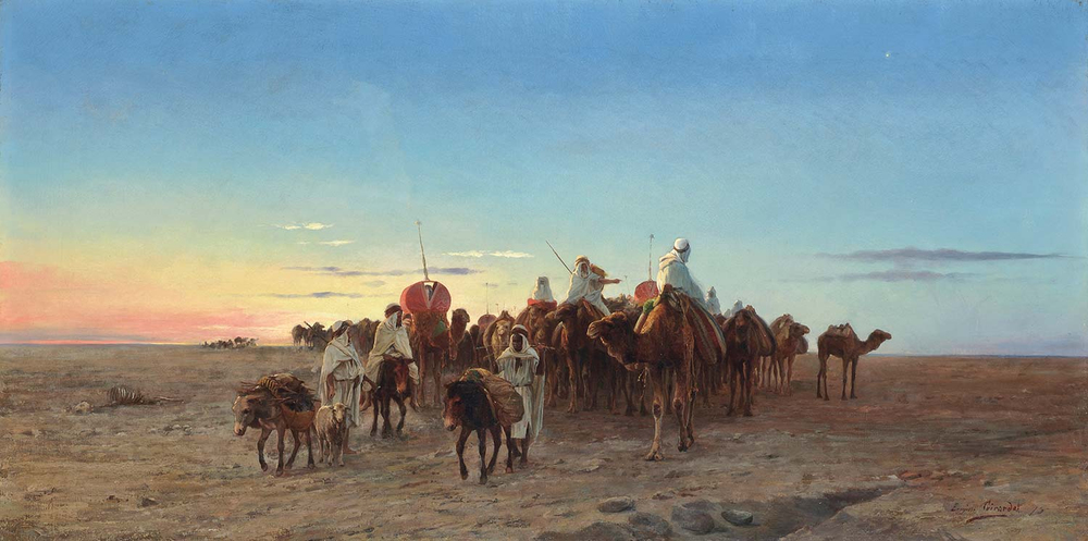Eugene Alexis Girardet The Caravan At Dusk Art Print