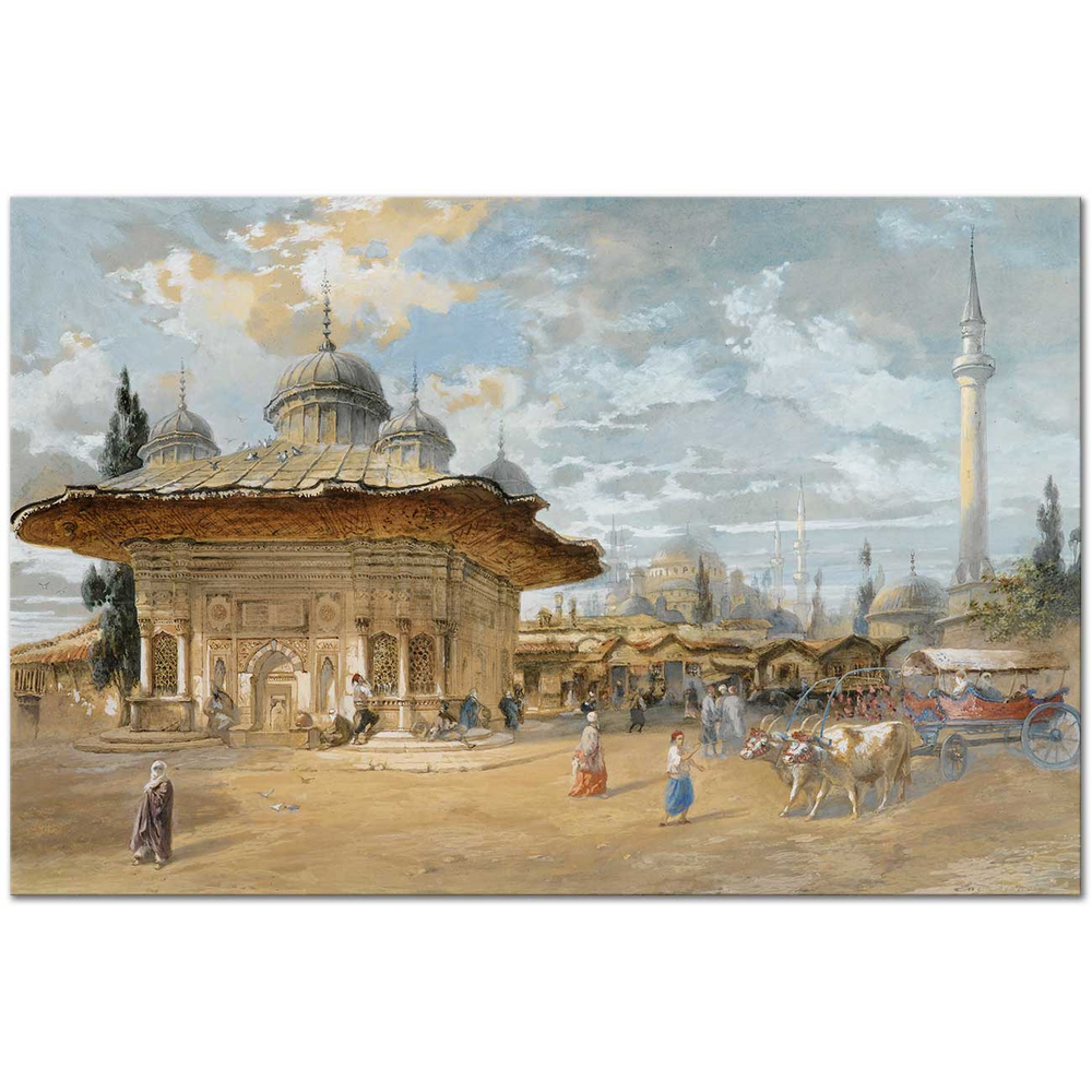 Eugene Flandin III. Ahmet Çeşmesi İstanbul Kanvas Tablo