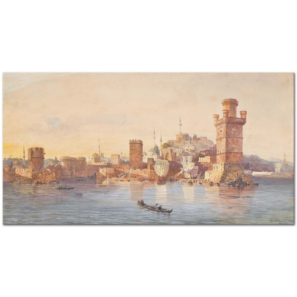 Eugene Flandin View of Rhodes Art Print