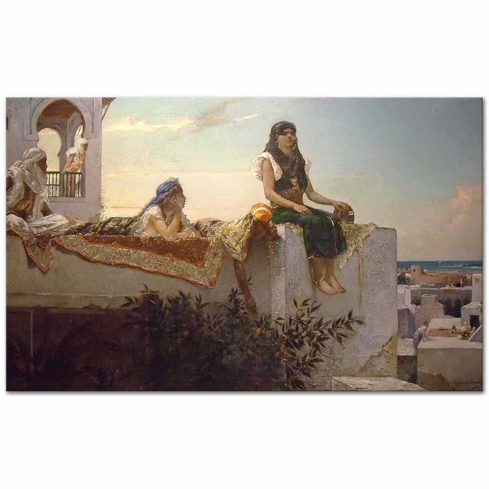 Jean Joseph Benjamin Constant Terasta Akşam Kanvas Tablo