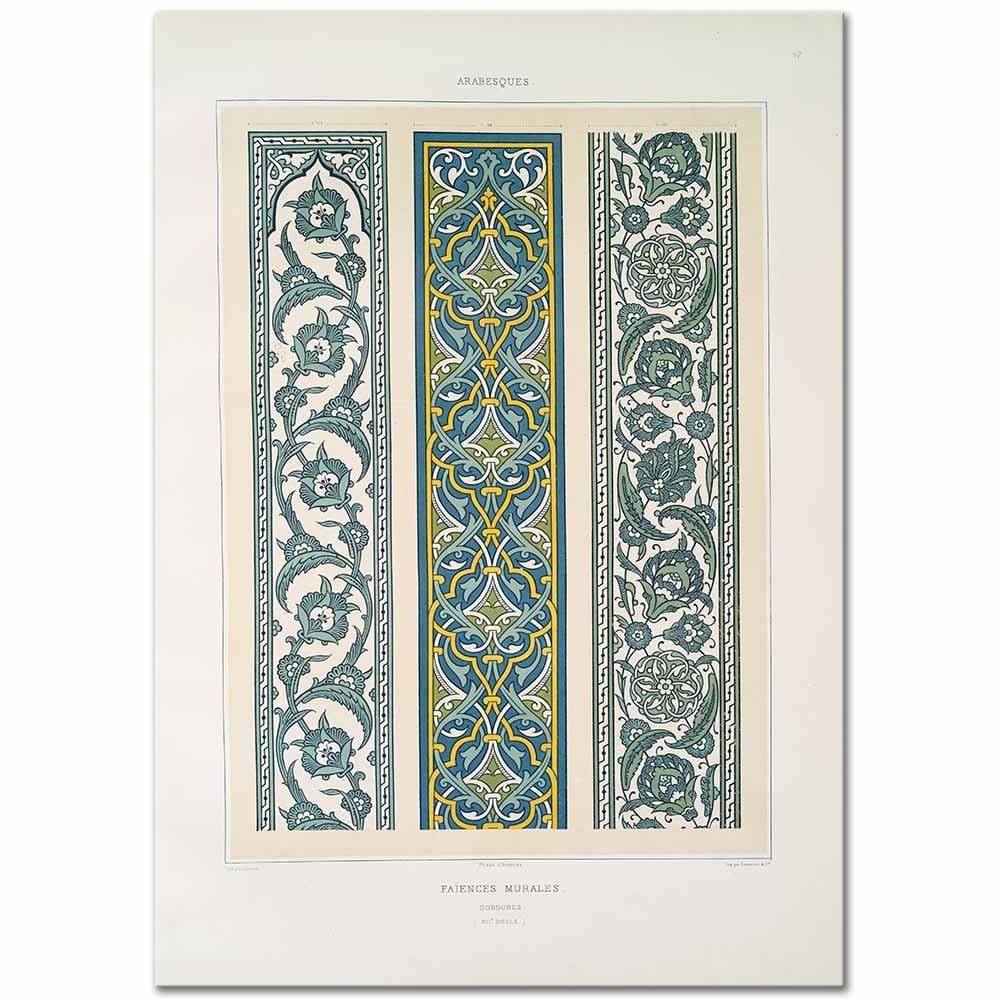 Emile Prisse d'Avennes Çini Bordürler Kanvas Tablo