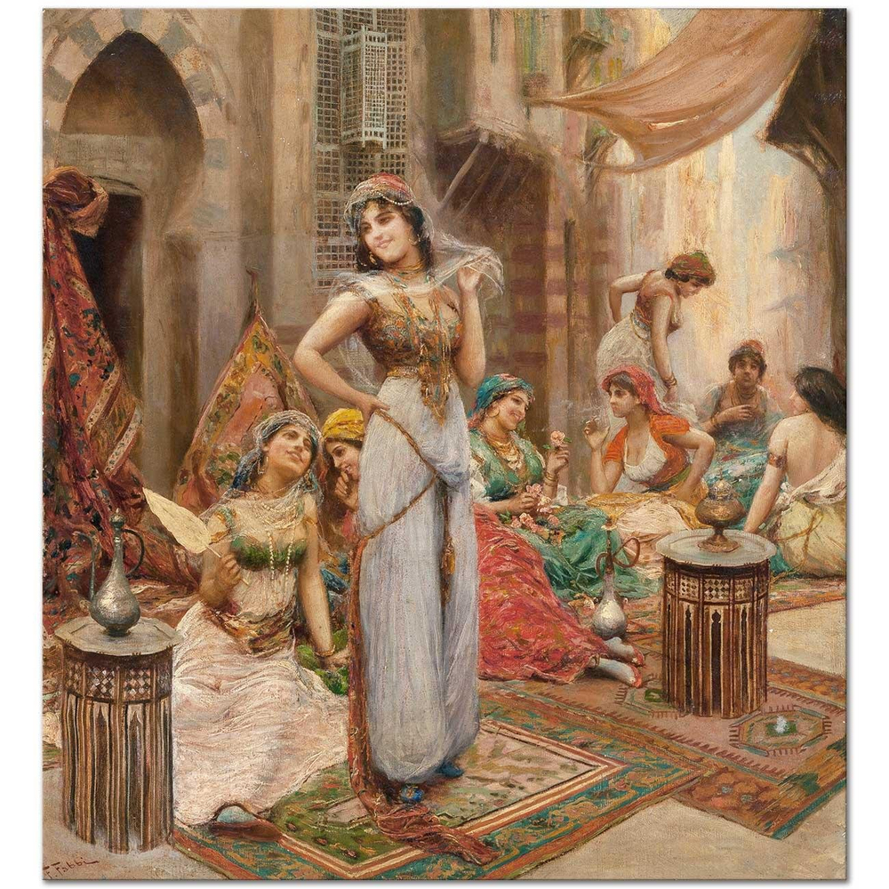 Fabio Fabbi Pazar Yerinde Harem Güzelleri Kanvas Tablo