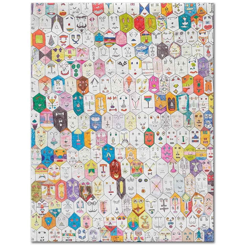 Alighiero Boetti Yüzler Kanvas Tablo