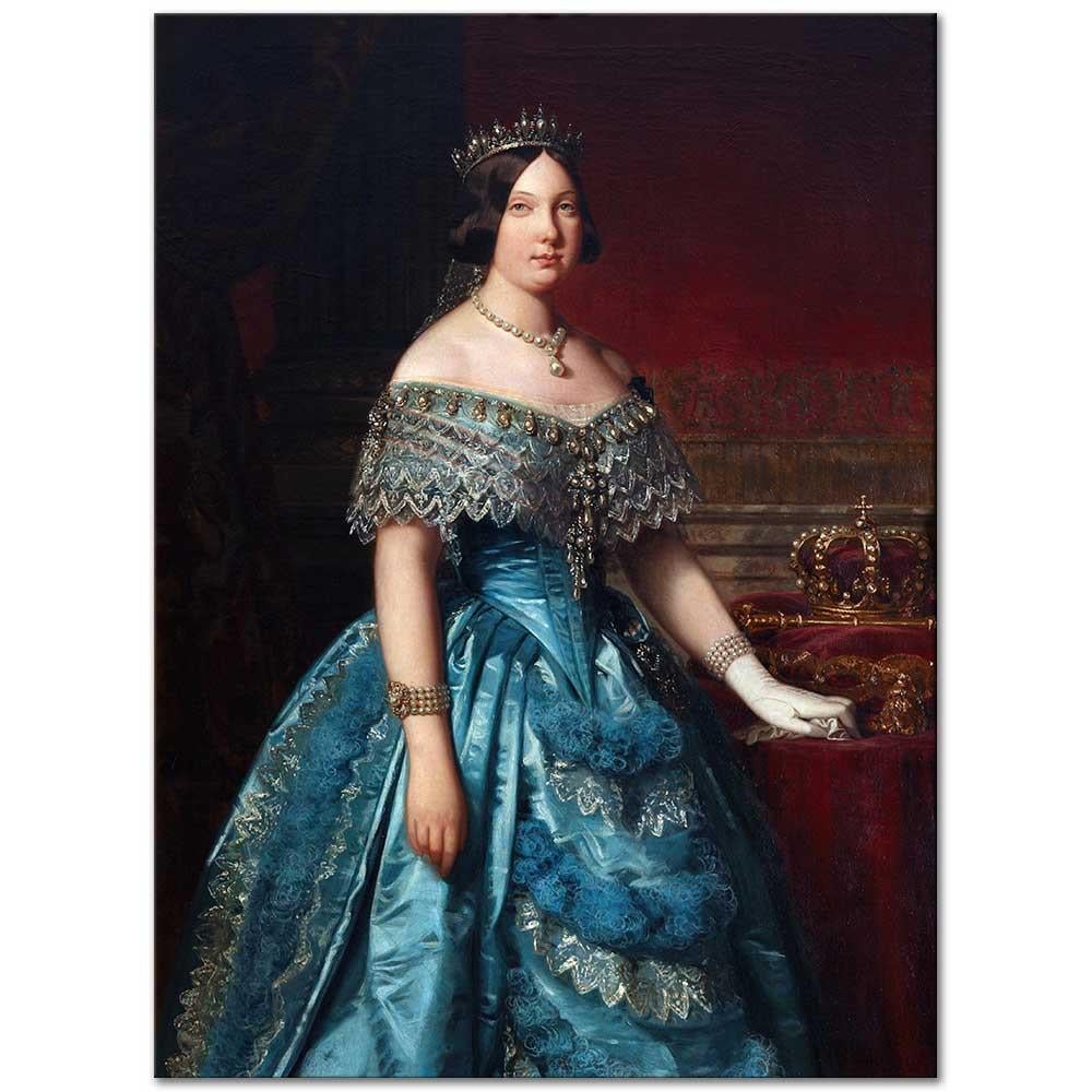 Federico de Madrazo İspanya Kraliçesi II. Isabel Kanvas Tablo
