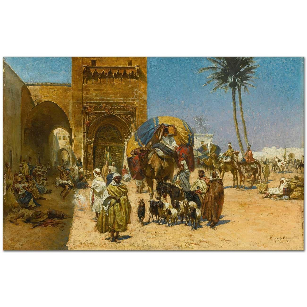 Ferencz Franz Eisenhut Cami Önünde Kervan Kanvas Tablo