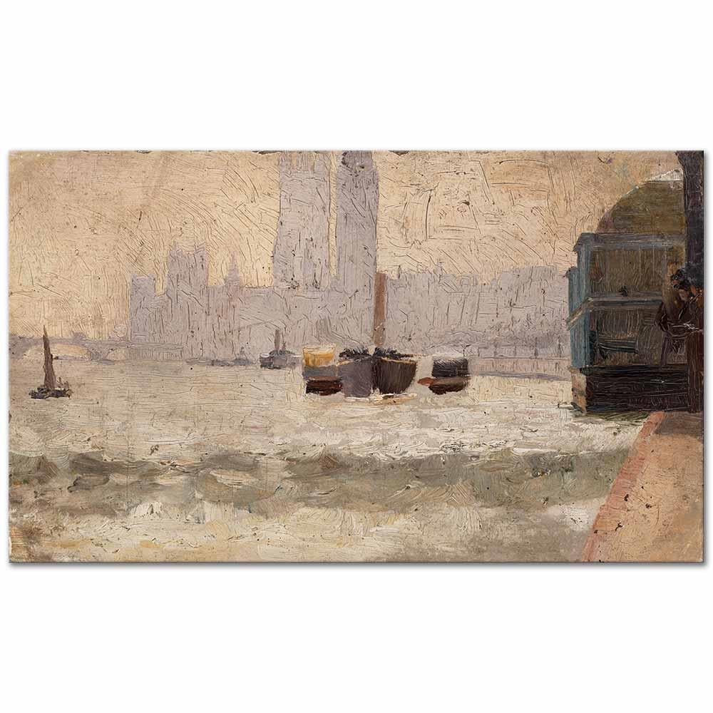 Tom Roberts Siste Thames Kıyısı Londra Kanvas Tablo