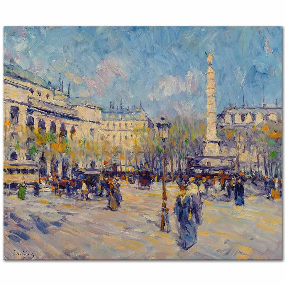 Elie Anatole Pavil Châtelet Meydanında Palmier Çeşmesi Paris Kanvas Tablo