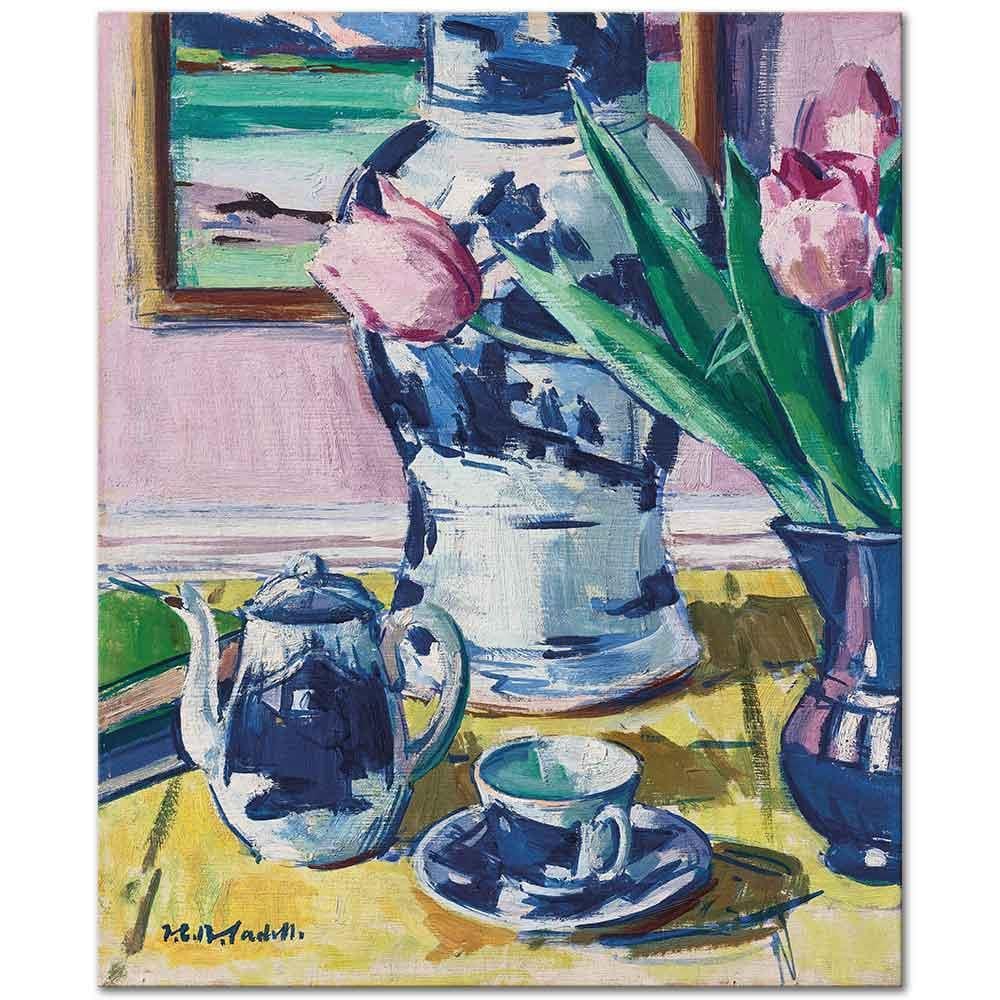 Francis Cadell Laleler ve Iona ile Natürmort Kanvas Tablo