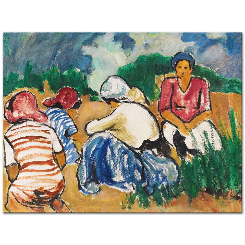 Arthur Segal Tarlada Kadınlar Kanvas Tablo