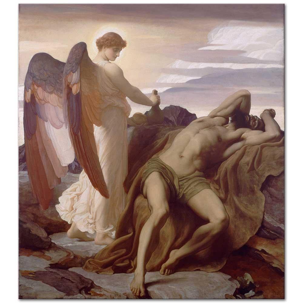 Frederic Leighton İlyas Çölde Kanvas Tablo