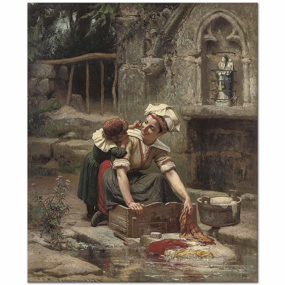 Frederick Arthur Bridgman Mother's Little Helper Art Print
