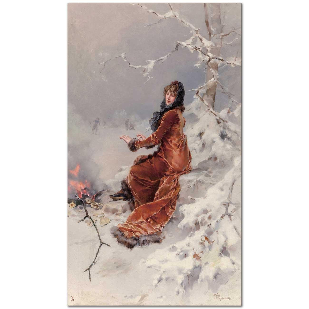 Frederik Hendrik Kaemmerer Gölette Buz Pateni Molası Kanvas Tablo