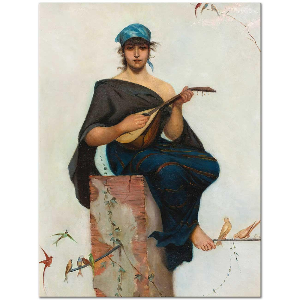 Frederik Hendrik Kaemmerer Lut Çalan Kadın Kanvas Tablo