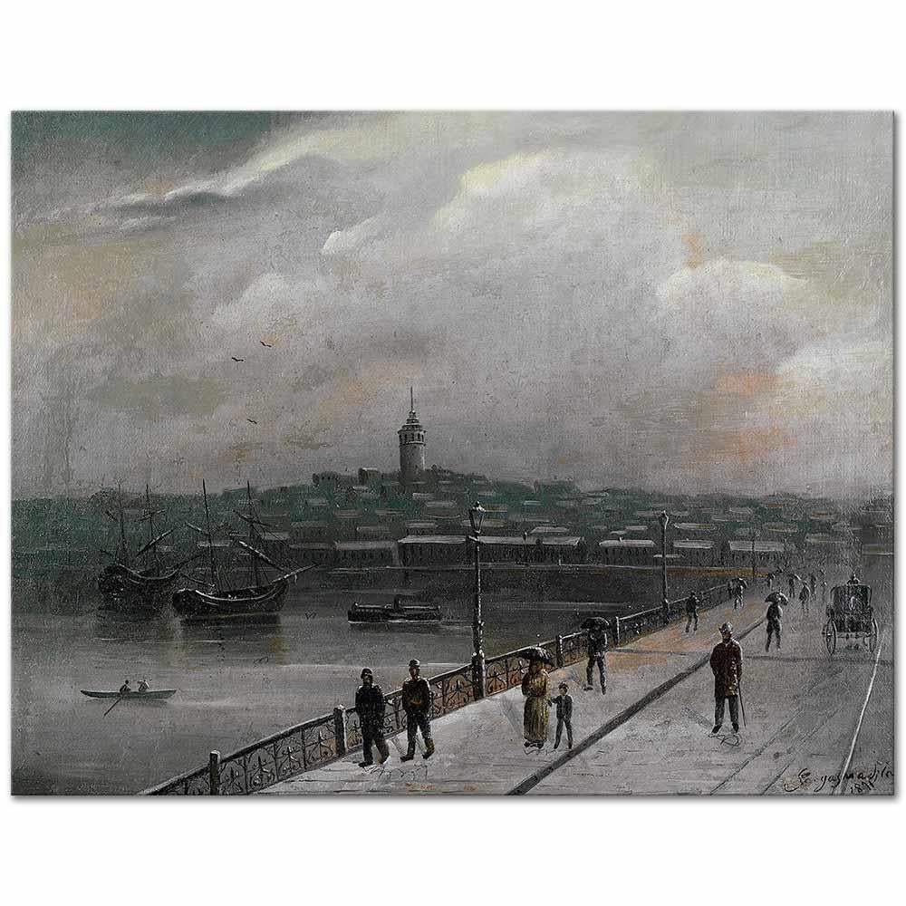 Garabet Yazmacıyan Galata Kulesi Kanvas Tablo