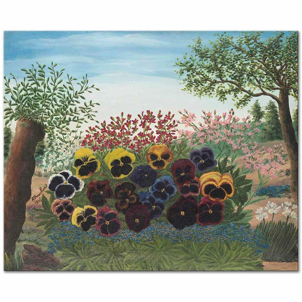 André Bauchant Bahçede Hercai Menekşeler Kanvas Tablo