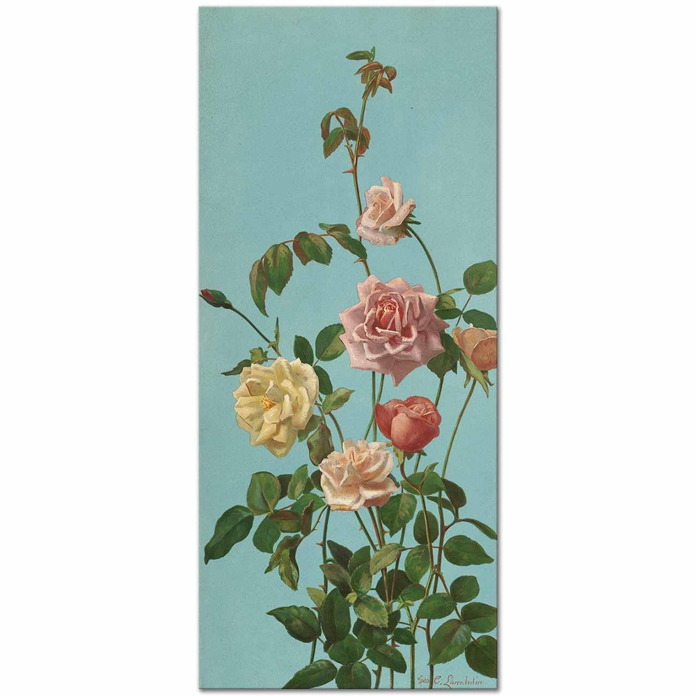 George Cochran Lambdin Çay Gülü ve Pembe Güller Kanvas Tablo