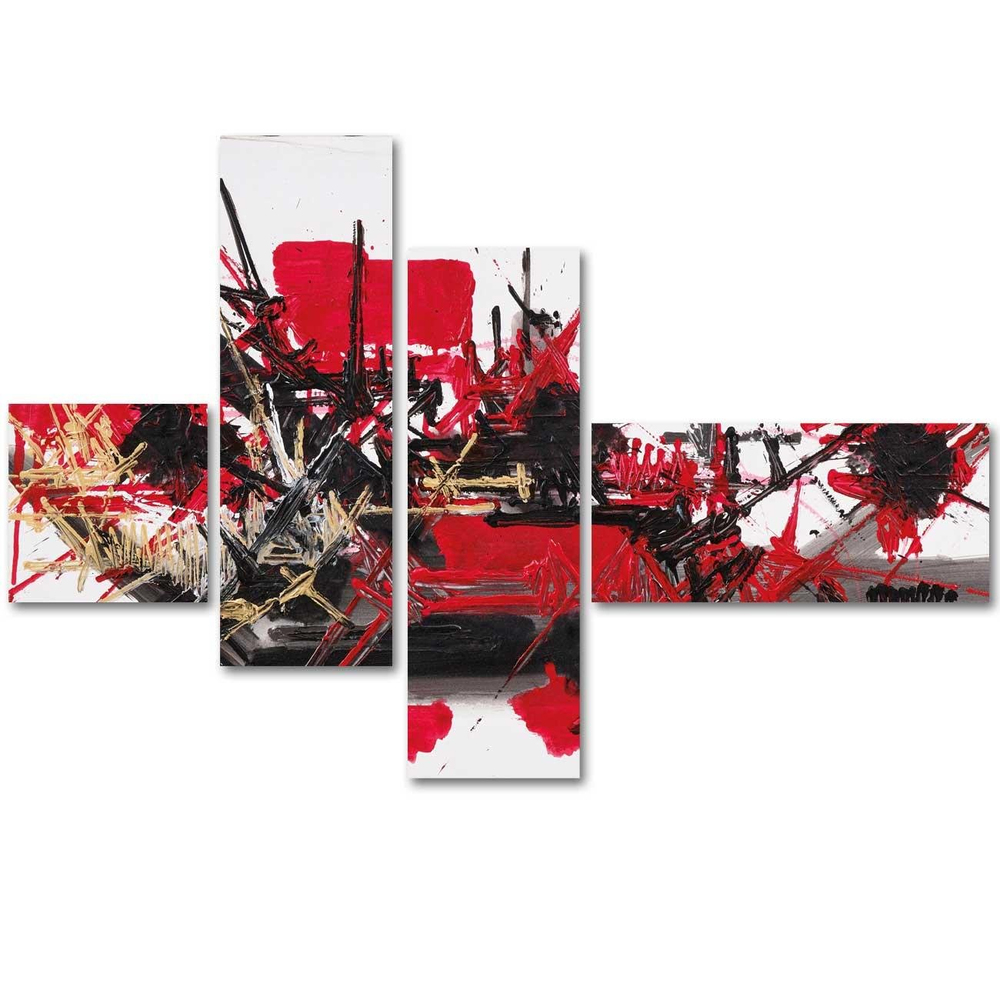 Georges Mathieu Kompozisyon 4 Parçalı Set Kanvas Tablo