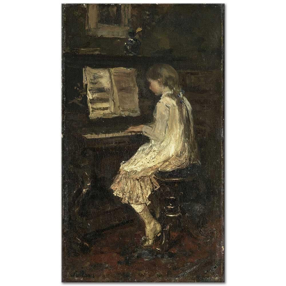 Jacob Maris Piyano Çalan Kız Kanvas Tablo