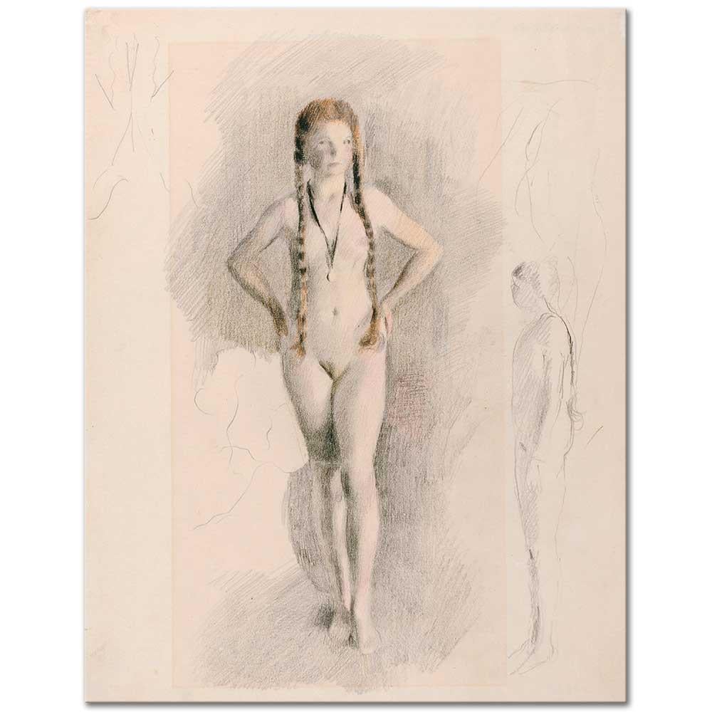 Otto Meyer-Amden Madalyonlu Kız Kanvas Tablo