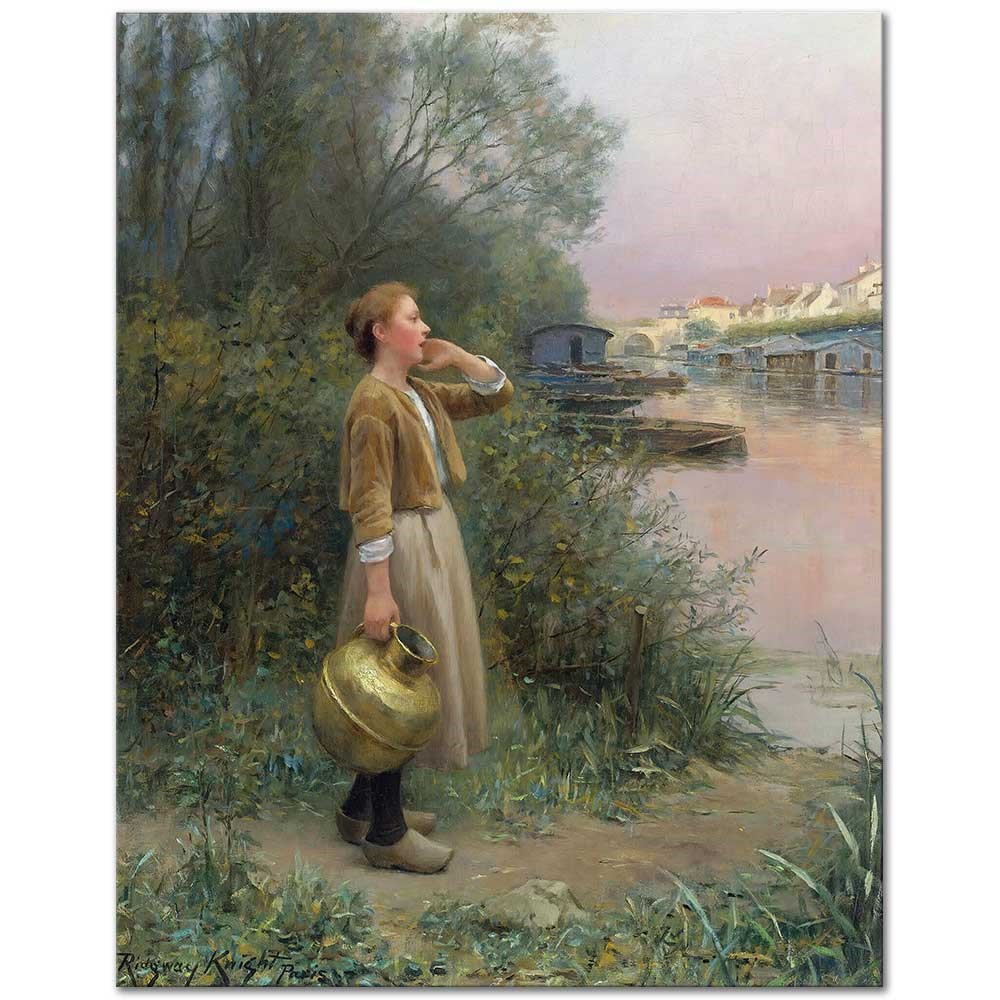 Daniel Ridgway Knight Su Güğümü İle Kız Kanvas Tablo