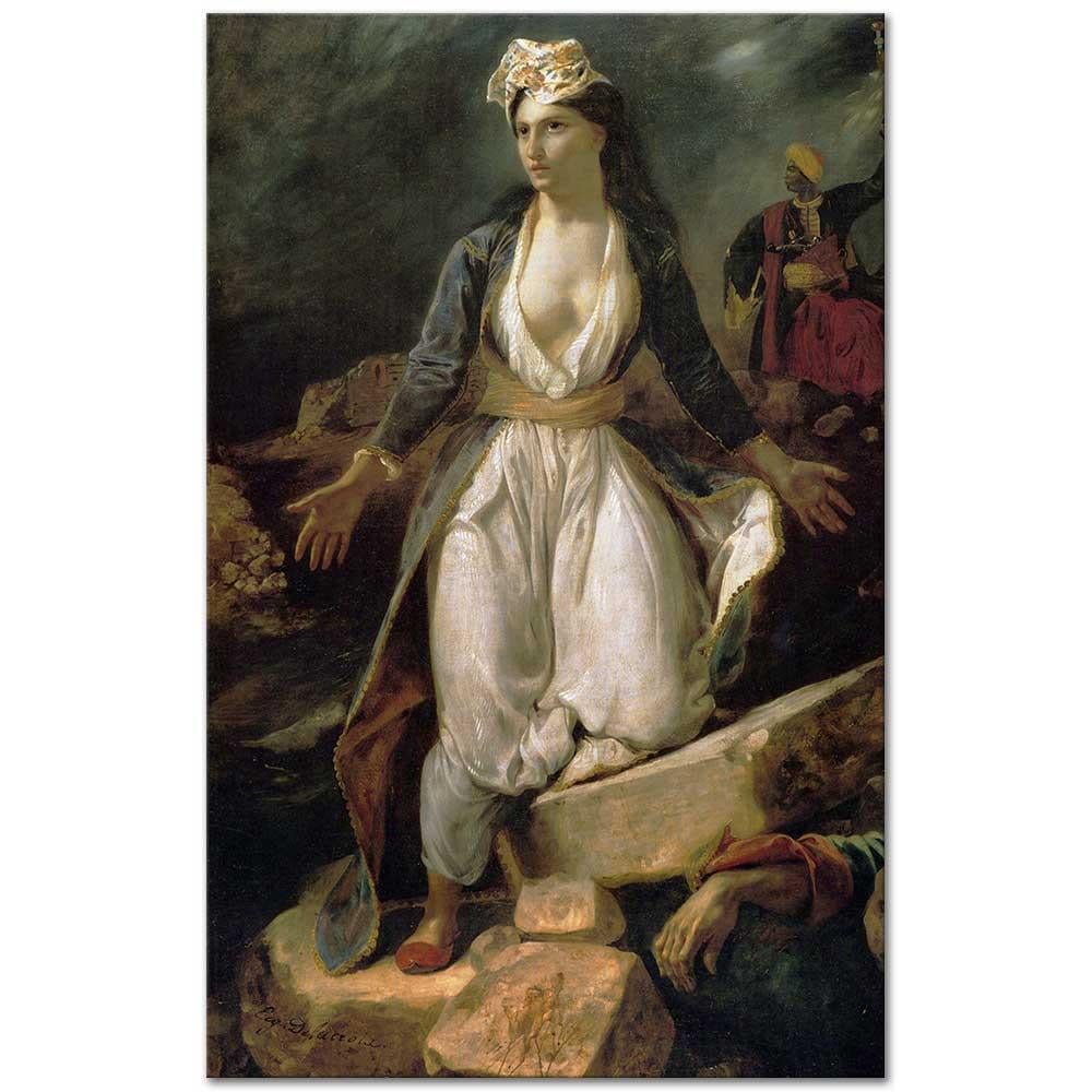 Eugene Delacroix Yunanistan Sembolü Missolonghi Harabeleri Kanvas Tablo